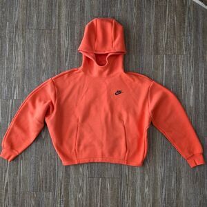Nike Tech Fleece Hoodie Oversized Fit Orange Black Women's Size Small S New LE